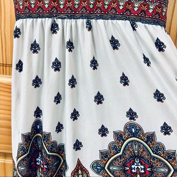 City Triangles white paisley boho pattern Grecian style sleeveless dress M - Picture 4 of 10